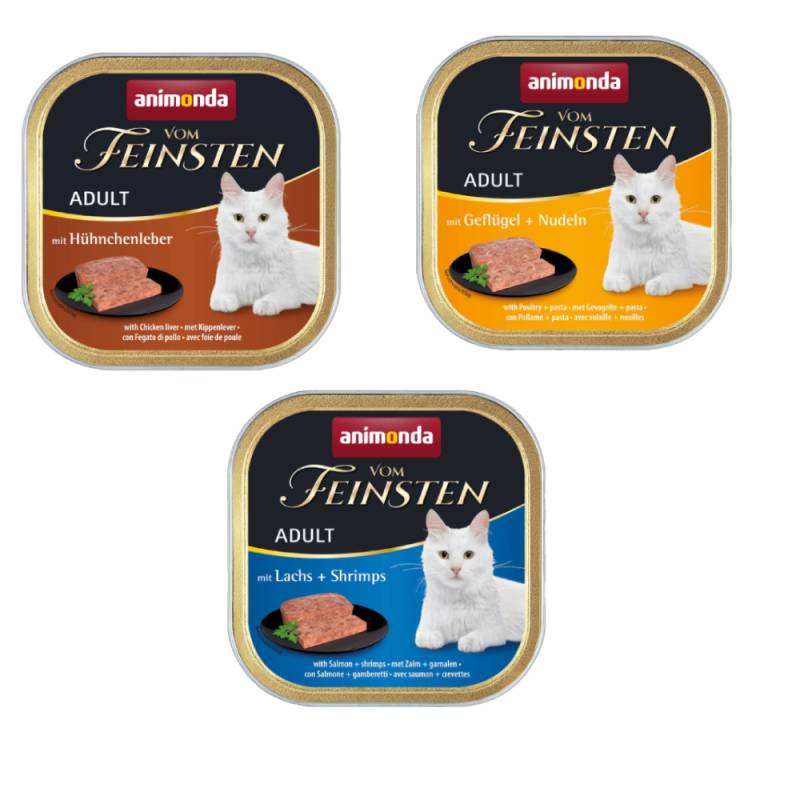 Kombi-Paket animonda vom Feinsten Adult 36 x 100 g - 12 x Hühnchenleber / 12 x Geflügel & Nudeln / 12 x Lachs & Shrimps von Animonda Vom Feinsten