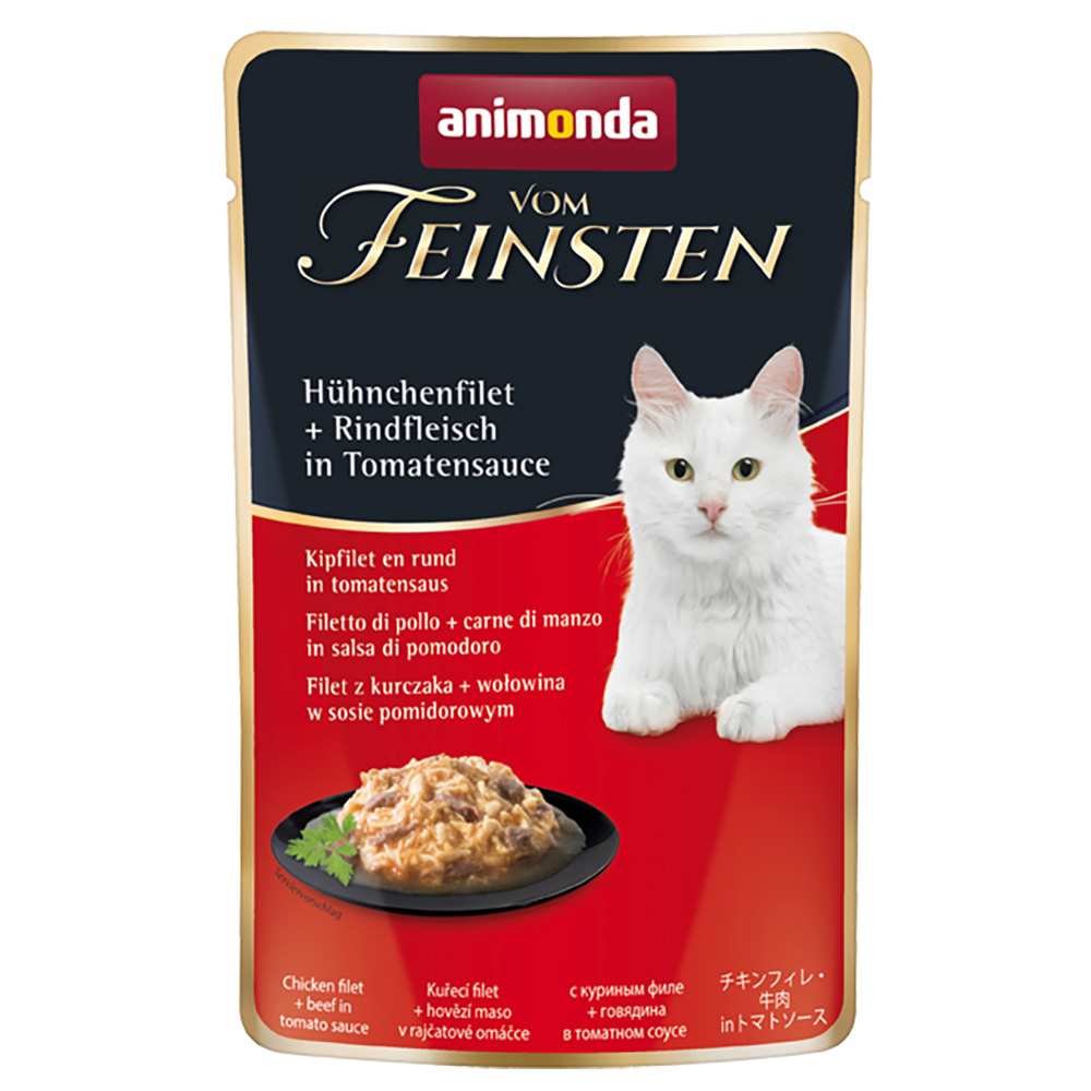 Sparpaket  animonda vom Feinsten Pouch 36 x 50 g - Hühnchenfilet + Rindfleisch in Tomatensauce von Animonda Vom Feinsten