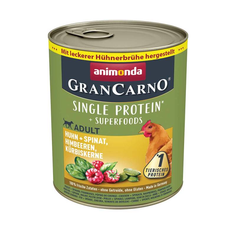 animonda GranCarno superfoods Huhn + Spinat + Himbeer + Kürbiskern 6x800g von animonda GranCarno