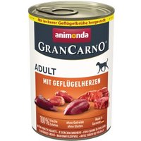 animonda GranCarno Original Nassfutter Hund Adult, Geflügelherzen 6x400 g von Animonda