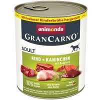 animonda GranCarno Original Nassfutter Hund Adult, Rind & Kaninchen mit Kräutern 6x800 g von Animonda