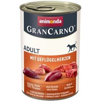 animonda GranCarno Original Nassfutter Hund Adult, Geflügelherzen 12x400 g von Animonda