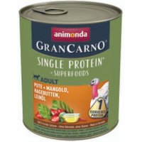 animonda GranCarno Single Protein Superfoods Nassfutter Hund Adult, Pute & Mangold, Hagebutten, Leinöl 12x800 g von Animonda