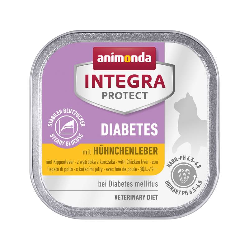 Animonda Integra Protect Diabetes Katzenfutter - Schälchen - Hühnerleber - 16 x 100 g von Animonda