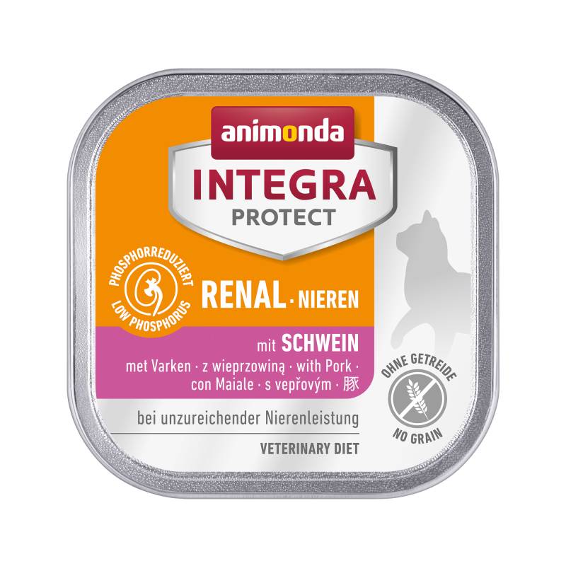 Animonda Integra Protect Nieren Katzenfutter - Schälchen - Schwein - 16 x 100 g von Animonda