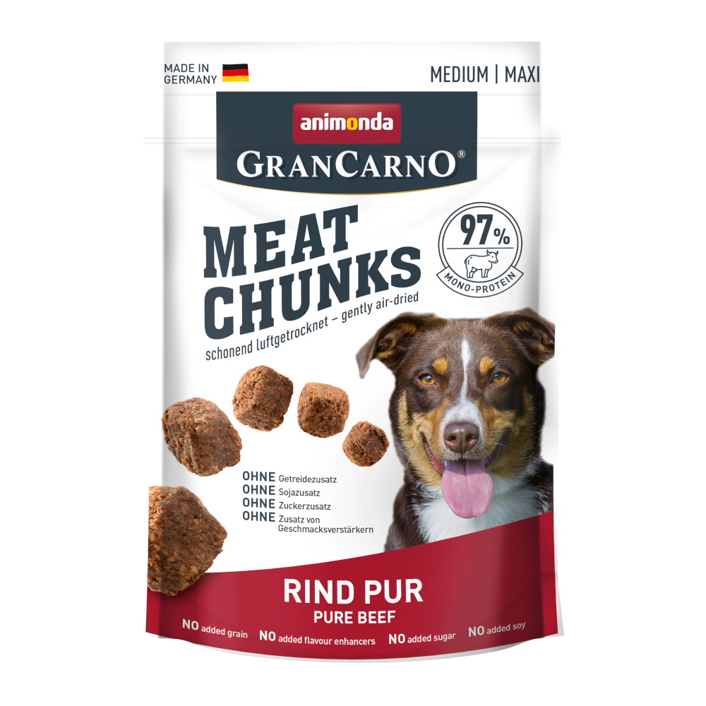 animonda Gran Carno Meat Chunks Medium / Maxi - Sparpaket: 4 x 80 g Rind Pur von Animonda