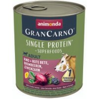 animonda GranCarno Single Protein Superfoods Nassfutter Hund Adult, Rind & Rote Bete, Brombeeren, Löwenzahn 12x800 g von Animonda