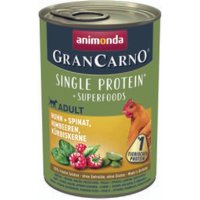 animonda GranCarno Single Protein Superfoods Nassfutter Hund Adult, Huhn & Spinat, Himbeeren, Kürbiskerne 12x400 g von Animonda