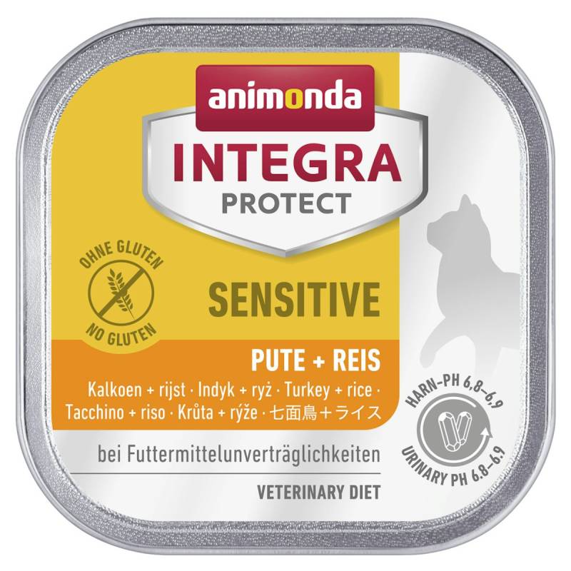 animonda Integra Protect Sensitive 100g Schale Katzennassfutter Sparpaket 32 x 100 Gramm Pute + Reis