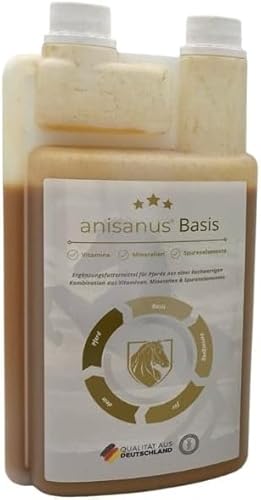 Anisanus® Basis Versorgung Pferd, Liquid, Vitaminen, Mineralien & Spurenelementen, Artischockenextrakt, Hagebuttenextrakt, Löwenzahnextrakt, Mariendistelextrakt, Niacinamid (1000ml) von Anisanus