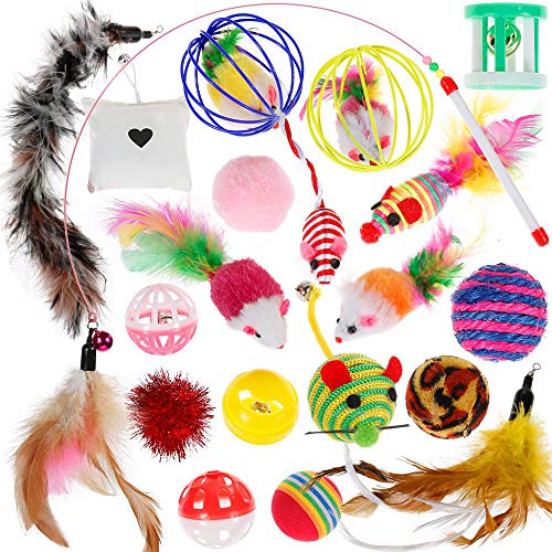 Anjing Cat Toys Katzenspielzeug, 20 Stück, Katzenspielzeug, Katzenminze, Bälle und Katzenfedern, Katzenspielzeug von Anjing