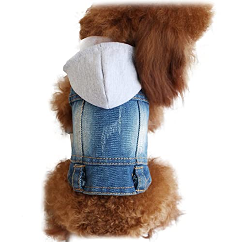 Anjing Haustier-Kleidung, Hunde-Jeansjacke, kühles Blau, Jeansmantel für kleine und mittelgroße Hunde, Reversweste, Hoodies von Anjing