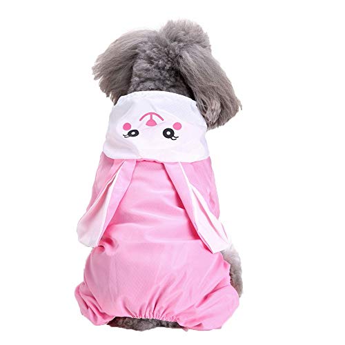 Anjing Haustier-Regenjacke, niedliches Hasenfrosch, 4 Beine, wasserdicht, mit Kapuze, Regenjacke, Rosa von Anjing