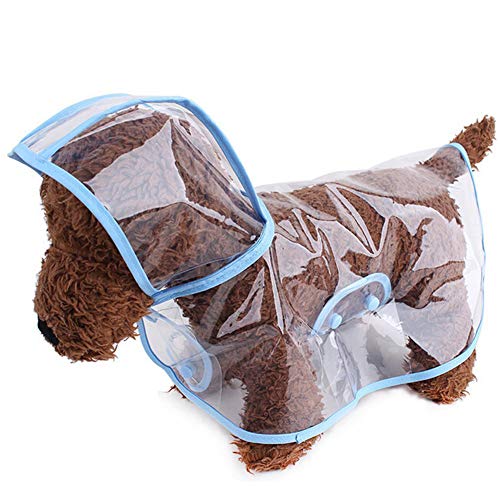 Anjing Haustier-Regenponcho für Hunde und Welpen, leicht, wasserdicht, transparenter Kunststoffponcho, Blau von Anjing