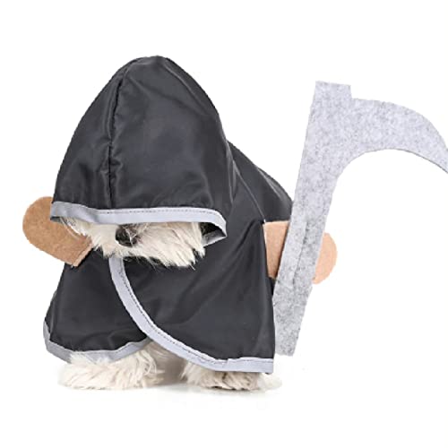 Anjing Haustierumhang Halloween Umhang Kleidung Hund Kostüm Welpe Katze Haustier Cosplay Kostüme für kleine Katzen Lustige Urlaub Kleidung für Weihnachten Thanksgiving Party Sensenmann Umhang-M von Anjing