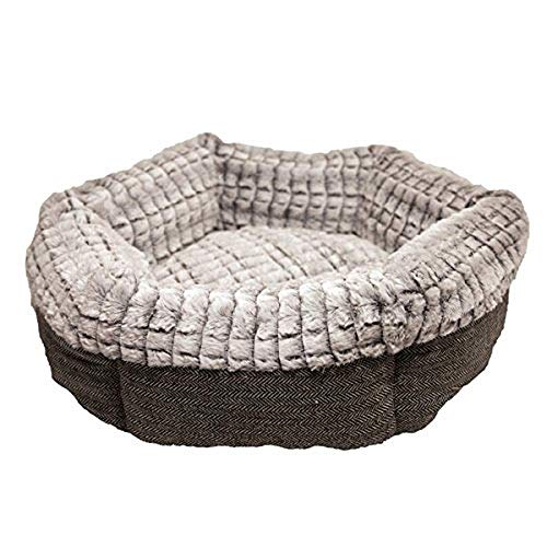 Anjing Hundebett aus Tweed, weich, luxuriös und bequem, Donut-Form, rutschfeste Unterseite, Plüsch von Anjing