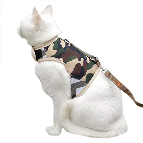 Anjing Katzengeschirr mit Leine, verstellbar, gepolstert, Camouflage-Muster von Anjing