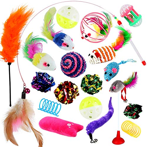 Anjing Kitten Toys Katzenspielzeug für drinnen und draußen, Katzenminze, Katzenspielzeug, Katzenbälle, Katzenfedern, Spielzeug, 20 Stück von Anjing