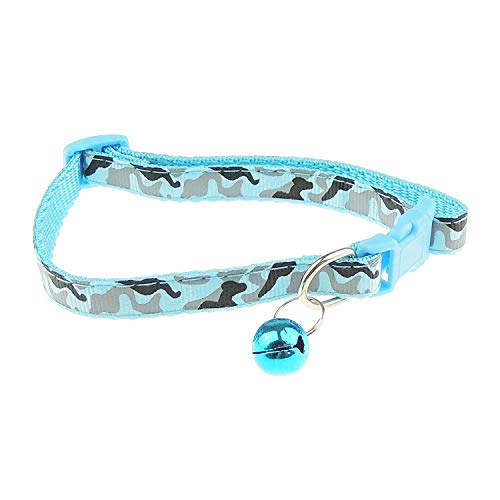 Anjing Sicherheitshalsglocke für Katzen, Nylon, Camouflage, verstellbar, Blau von Anjing