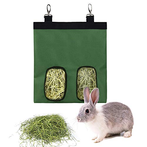 Kaninchen-Heu-Futtertasche, Meerschweinchen-Heu-Futterstation, 600D Oxford-Tuch zum Aufhängen, für Hamster, Hase, Kleintiere mit 2 Fenstern von Anjinguang