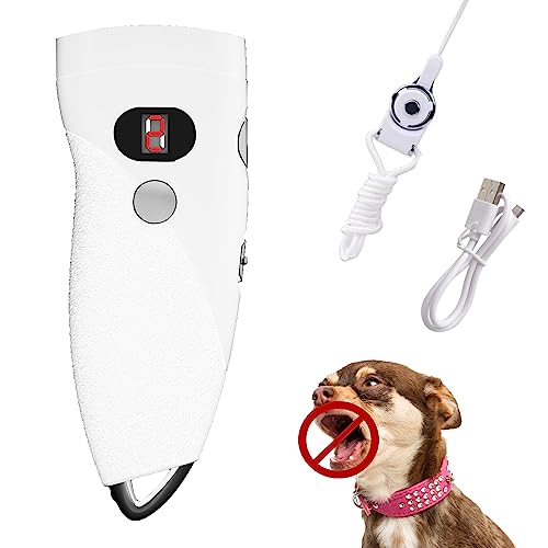 Ankrs Handheld Anti-Bell-Gerät Hunde, 9 Gängen Ultraschall Hundebellen Abschreckung, Reichweite von 7,6 M, wiederaufladbare Trainingsgerät für Hunde mit LED-Taschenlampe, für alle Hunde (Weiss) von Ankrs