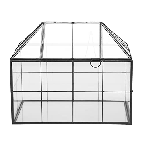 Anlayliay Glas-Terrarium, handgefertigt, Hausform, geometrischer Glasbehälter mit Schwingdeckel, Übertopf für Sukkulenten von Anlayliay