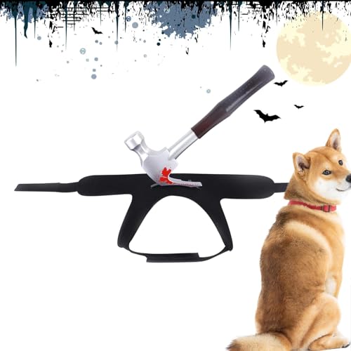 Anloximt Blutiges Halloween-Kostüm für Hunde | Haustierkostüm Hundeweste Geschirr mit blutigem Hammer,Blutige Hundeweste für Tierfriseur, Cosplay, Karneval und Geburtstagsfeiern von Anloximt