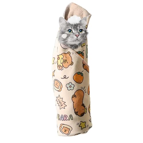 Anloximt Cat Swaddle Wrap, Cat Wrap für die Pflege - Capybara Cat Wrap Swaddle Bag - Multifunktionale Nageltrimmungsrückhalte, Selbstklebende Anti-Kratzer für die Untersuchung des Badens von Anloximt