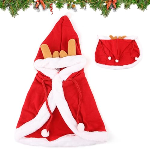 Anloximt Haustier-Weihnachtskostüm-Poncho-Umhang, Weihnachtsmann-Umhang für Katzen - Christmas Elements Haustierumhang Weihnachtsmann-Umhang | Hundekostüm, Welpenumhang, mehrere Größen, Festliche von Anloximt