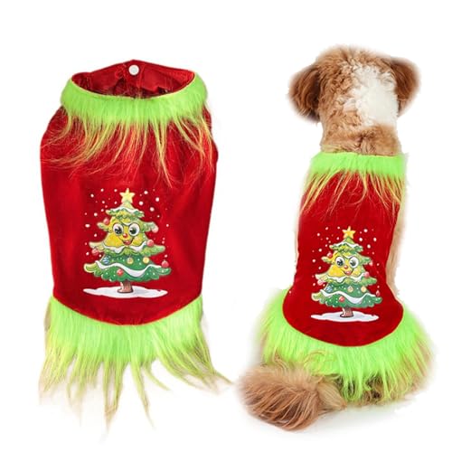 Anloximt Hunde-Strampler, Hunde-Body-Anzug,Lustiges Kostümshirt für kleine Hunde | Weihnachts-Rot-Grün-Hunde-Cosplay-Kleidung, bedrucktes Haustier-T-Shirt, Urlaubs-Hundebekleidung für kaltes Wetter von Anloximt