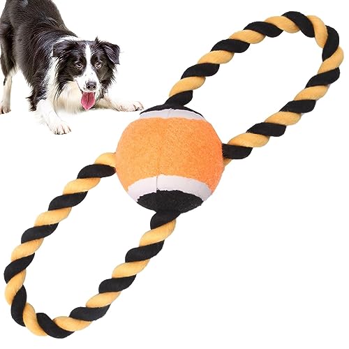 Anloximt Hundeseilspielzeug für große Hunde | Baumwollfaden-Tennisball Tauziehen-Hundespielzeug - Bissfestes, interaktives Tauziehen-Hundespielzeug für mittelgroße und große Hunde von Anloximt