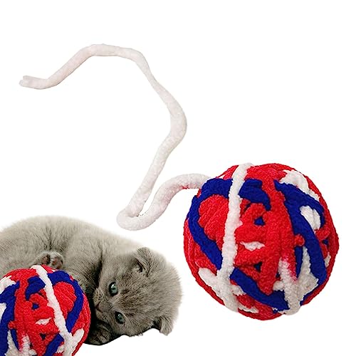 Anloximt Katzen-Fuzzy-Bälle | Katzenspielzeugbälle aus Wollgarn mit Glöckchen,Pelziger Rasselball für das Kätzchentraining im Innenbereich, interaktives Jagen und Kauen von Molaren mit Baumwollfaden von Anloximt