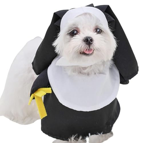 Anloximt Katzen-Halloween-Kostüme,Hunde-Nonnenkostüm | Lustiges Katzen-Nonnen-Outfit - Haustier-Cosplay-Kostüme, Zubehör, Foto-Requisiten, Cosplay-Bekleidung für die meisten Katzen von Anloximt