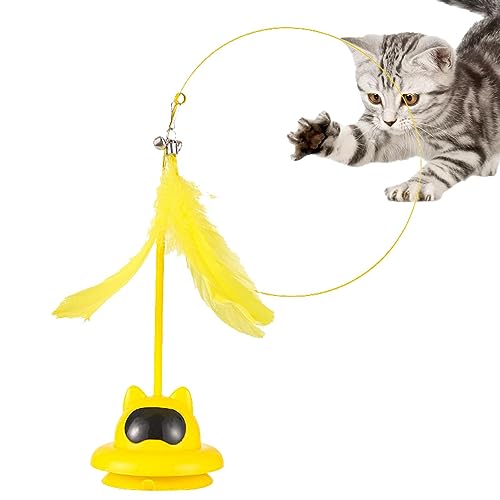 Anloximt Katzenfeder-Teaser-Stick,Mit Saugnapf, interaktives Plüsch-Katzenspielzeug | Einstellbarer Winkel und Höhe, interaktives Katzenspielzeug für den Innenbereich, Katzenplüschspielzeug von Anloximt