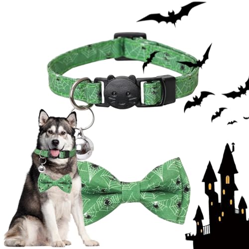 Anloximt Katzenhalsband für Halloween - Abnehmbare Halloween-Fliege mit klingelnder Glocke | Hunde-Katzen-Kostüme, Zubehör für Reisen, Fotografie, Zuhause, Spazierengehen, Hochzeit von Anloximt