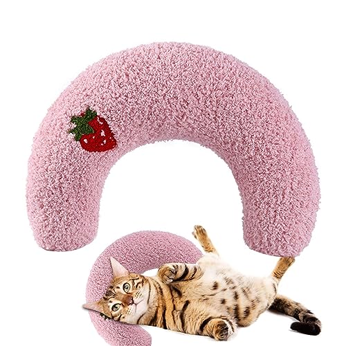 Anloximt Kissen für Katzen, Weiches, Flauschiges Haustier-Nackenkissen zum Schlafen, Gemütliches und waschbares Schlafkissen, beruhigendes Haustierspielzeug mit U-förmigem Design für den Schlaf von Anloximt