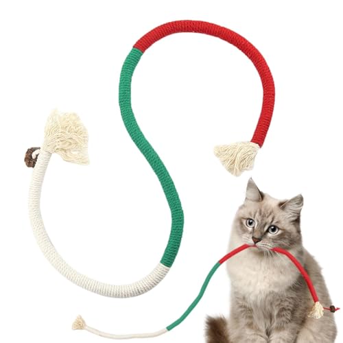Anloximt Seilspielzeug für Aggressive Kauer - Interaktives Katzen-Teaser-Zauberstab-Seil - Natürlicher Teaser-Zauberstab, Beißspielzeug, Drahtspielzeug mit Katzenminzenduft für die Katzenübung von Anloximt
