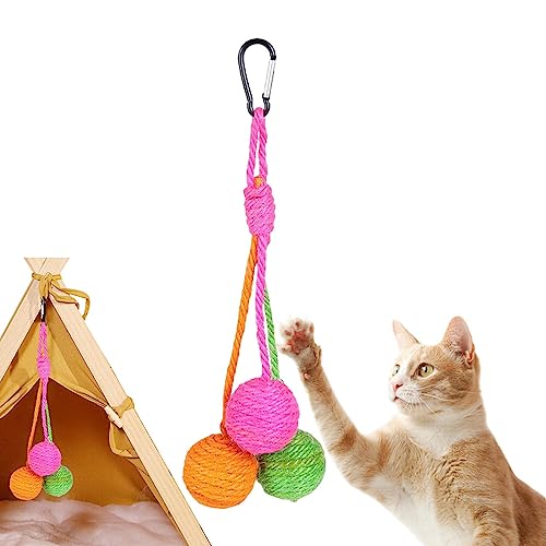 Anloximt Sisal-Kratzball für Kätzchen | Sisal-Kratzball | Interaktives Rollball-Kratzkatzenspielzeug, tragbares Katzen-Sisalseil-Ballspielzeug für den Innenbereich für Kätzchen, Welpen, Katzen von Anloximt