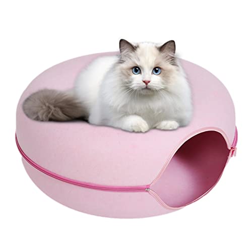 Katzenspiel-Tunnelbett,Katzentunnel für Hauskatzen | Katzen-Labyrinth-Spielzeug, runde Katzentunnel für Hauskatzen, ansprechender Donut-Look, intelligentes Reißverschluss-Design, Katzenbedarf Anloximt von Anloximt
