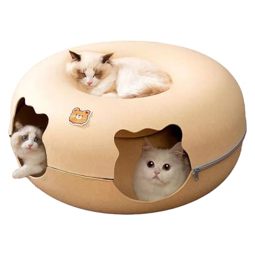 Winter-Katzentunnel,Tunnelhöhle-Katzenbett,Donut-Katzen-Beruhigungshöhle - Multifunktionales Tunnelbett mit hoher Kapazität, herausnehmbar, reißfest, waschbar, weiches Katzenspielzeug für Anloximt von Anloximt
