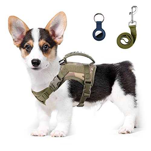 Taktisches Hundegeschirr, Satteltasche mit Geschirr und Leine, Rucksack, Metallschnalle, funktionierende Haustierweste mit Griff und Schlaufe, kein Ziehen, Militärgeschirr mit Leinen-Clip von Annchwool