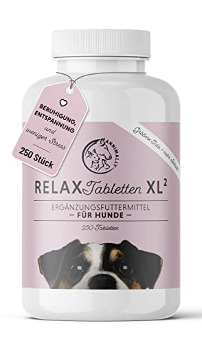 Annimally Hunde Relax Tabletten - Wohlfühl Tabletten für Hunde mit Baldrian, Johanneskraut, L-Tryptophan, 250 XL²-Tabletten bei Angst, Stress & für Reise - hohe Akzeptanz von Annimally