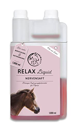 Annimally Relax Liquid für Pferde 1000ml Nervensaft zur Beruhigung beim Pferd mit Baldrian, Hopfen, Tryptophan, B12, Magnesium & Calcium flüssig - Gegen Angst, Stress & für Transport von Annimally