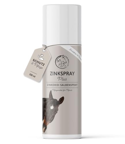 Annimally Zinkspray für Pferde 200ml - Atmungsaktive Wundabdeckung mit Zinkoxid, Lanolin & Allantoin um Abdecken von Wunden - Schutz vor Keimen & Pflege bei Ekzemen von Annimally