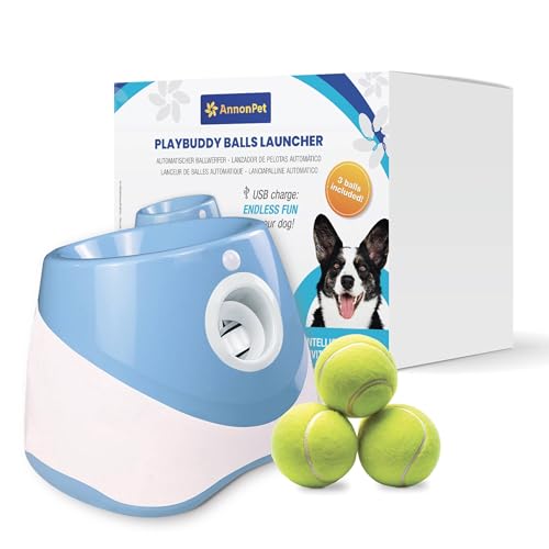 AnnonPet® Automatische Bälle für Hunde mit einstellbaren Entfernungen 3/6/9 m, USB-Aufladung, Lithium-Akku 2200 mAh, inklusive 3 Tennisbällen – Spaß und Training für Ihren Hund von AnnonPet