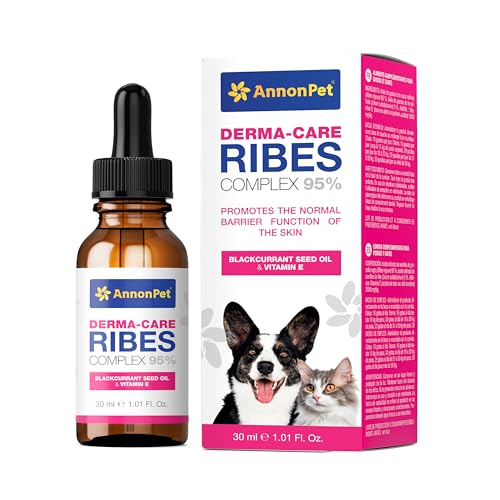 AnnonPet® Derma-Care Ribes Complex 95% Nahrungsergänzungsmittel für Hunde und Katzen, unterstützt Haut und Fell – Omega 3 – Vitamin E für die Hautgesundheit – Nahrungsergänzungsmittel für die Dermis von AnnonPet