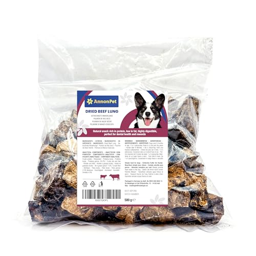 AnnonPet® Getrocknete Lunge für Hunde, 500 g – 100 % natürlicher Snack, reich an Protein, ohne Zusatzstoffe, ideal für BARF-Diäten, Leckerbissen und gesunde Snacks, hochwertiges Trockenfleisch von AnnonPet