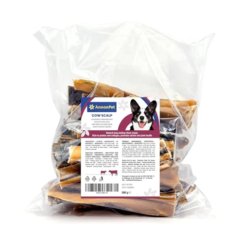 AnnonPet® Trockene Rinderkopfhaut 500 g - Natürlicher Langanhaltender Snack für erwachsene Hunde - Natürliches Kauen zur Zahnreinigung und Stärkung der Kaumuskulatur von AnnonPet