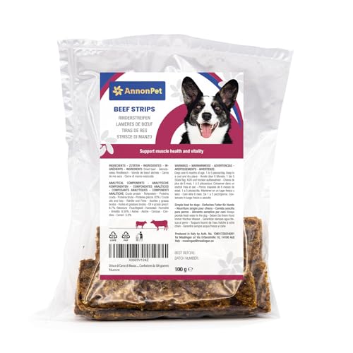 AnnonPet® Rinderfleisch-Snacks für Hunde – reich an Eiweiß, 100% natürlich, ideal für Training und Barfing, Kausnack für Hunde, 100 g von Annonpet