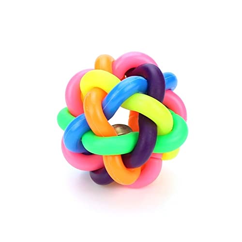 Anomidry hundespielzeug Ball Bunte Glocke, Strickball, Haustierspielzeug, elastischer Ball, großer, mittlerer und Kleiner Regenbogen-Gummiball for Haustiere (Color : A, Size : 5.5cm) von Anomidry